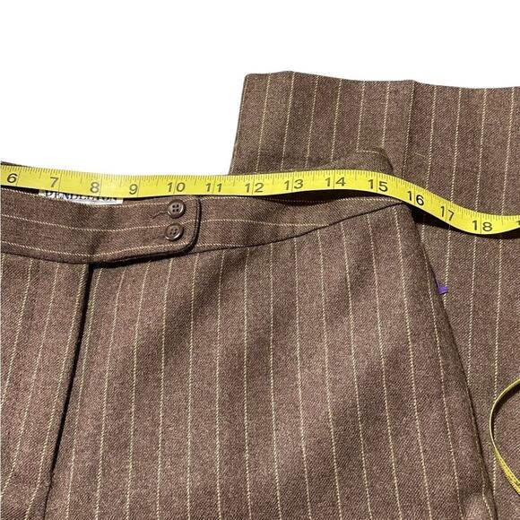 Vintage Pendleton Wool Trousers Womens 10P High Rise Brown Pinstriped Casual - Picture 8 of 9